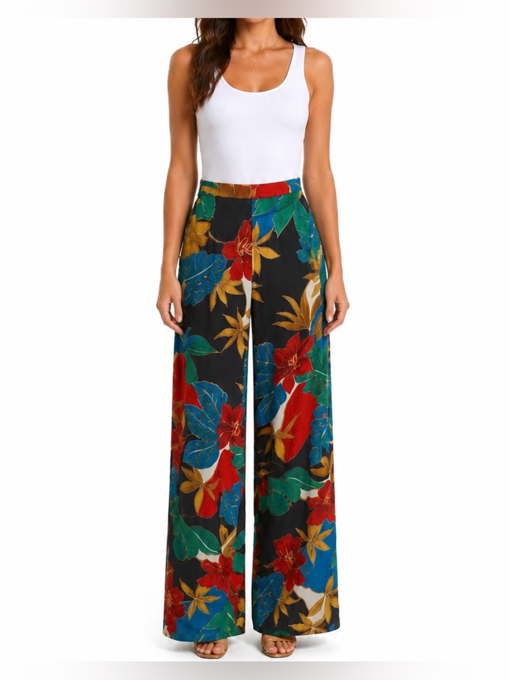 Alice + Olivia Tropical Floral Print Wide Leg Pants Size 0